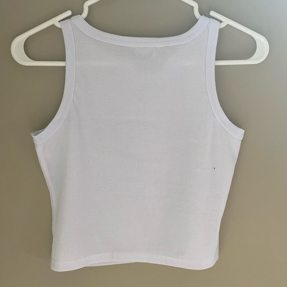 White Ribbed tank top, cropped top - Picture 3 of 3